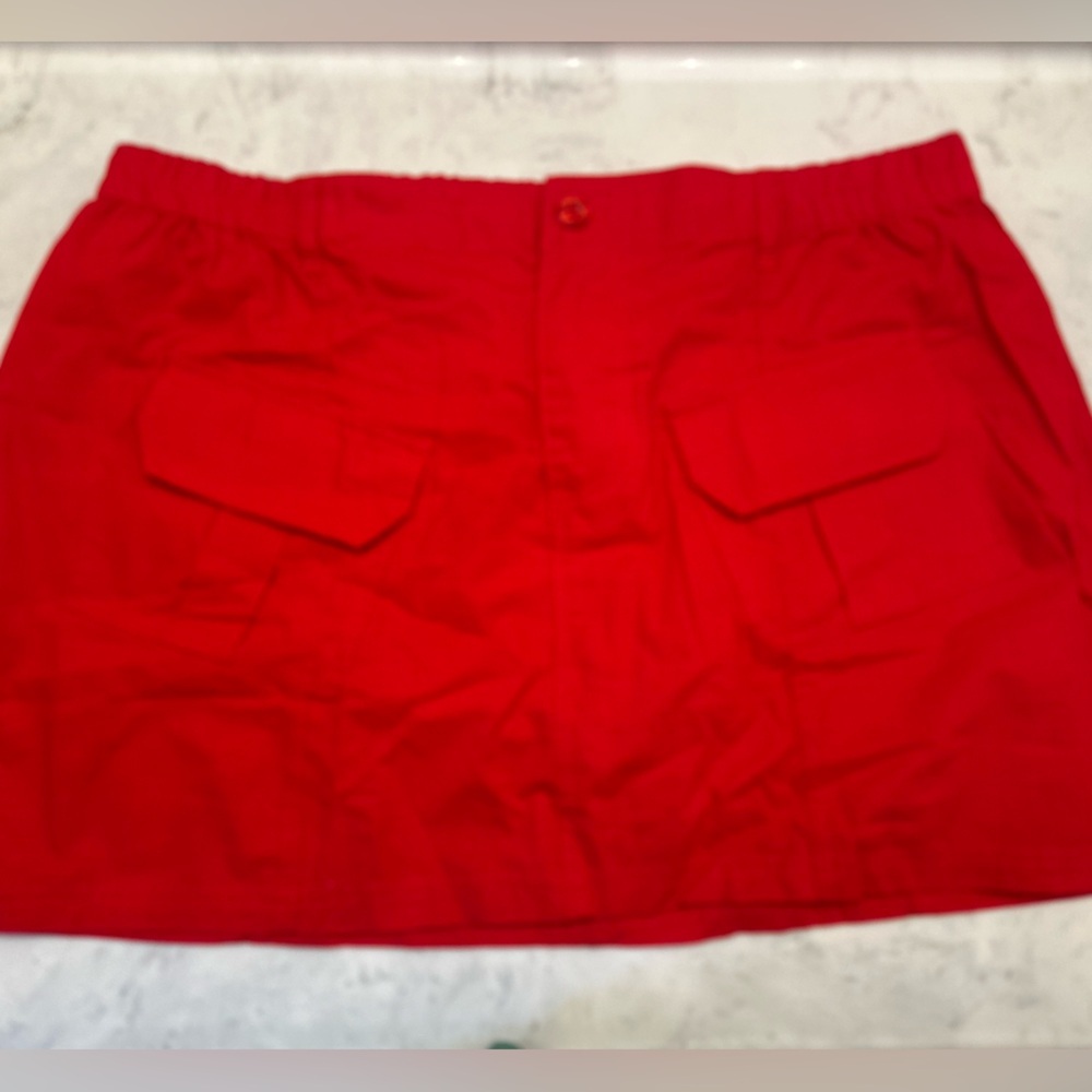 Fashion Nova Catalina Solid Cargo Red‎ Mini Skirt Pockets Women’s Sz 1X Red New